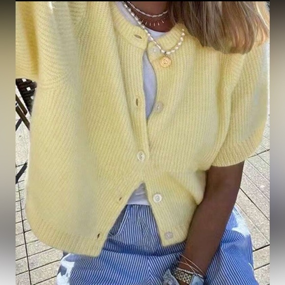 Amazon Sweaters - Chic Yellow Women's Cardigan